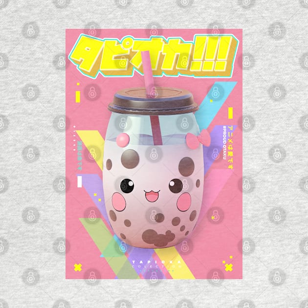 Joyfull Blueberry Chocolate Bubble Tea with Strawberry Chunks - Tapioka Collection | Kawaii Aesthetic Anime Bubble Tea 3D Pop Art Design | PROUD OTAKU by PROUD OTAKU